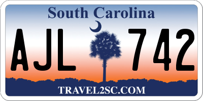 SC license plate AJL742