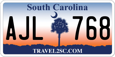 SC license plate AJL768