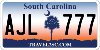 SC license plate AJL777