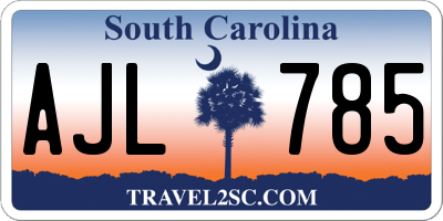SC license plate AJL785