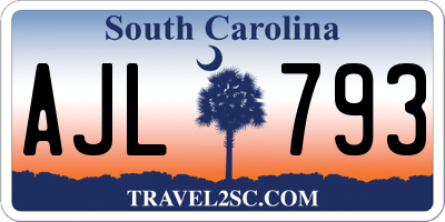 SC license plate AJL793