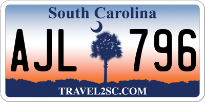 SC license plate AJL796