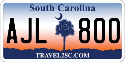 SC license plate AJL800