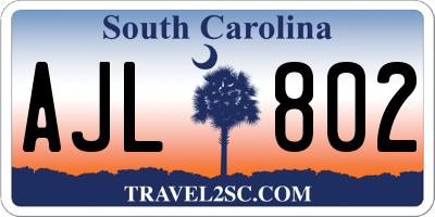 SC license plate AJL802