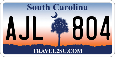 SC license plate AJL804