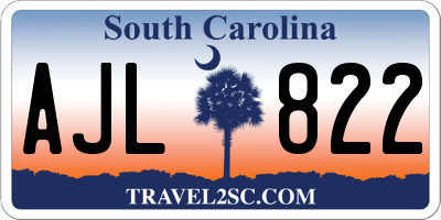 SC license plate AJL822