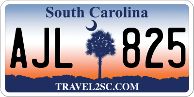SC license plate AJL825