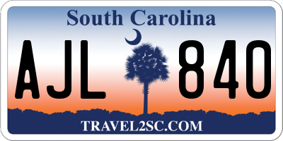 SC license plate AJL840