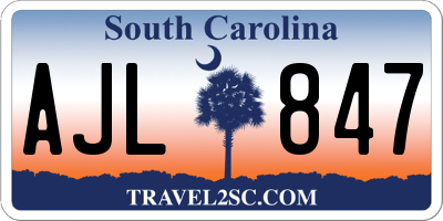 SC license plate AJL847