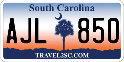 SC license plate AJL850