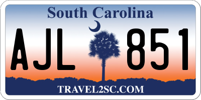 SC license plate AJL851