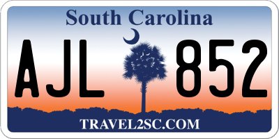 SC license plate AJL852