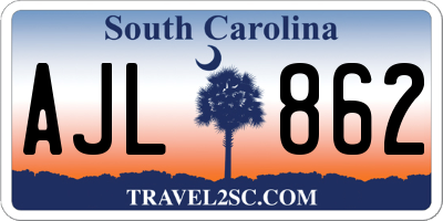 SC license plate AJL862