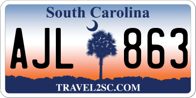 SC license plate AJL863