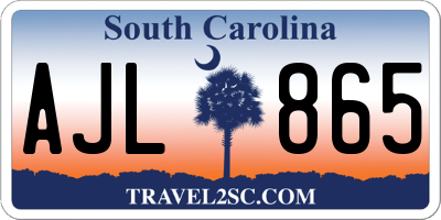 SC license plate AJL865