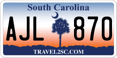 SC license plate AJL870