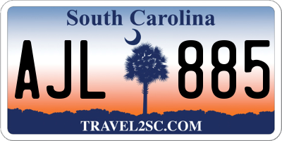 SC license plate AJL885