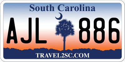 SC license plate AJL886
