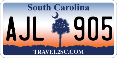 SC license plate AJL905