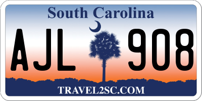 SC license plate AJL908