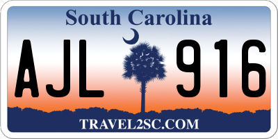 SC license plate AJL916