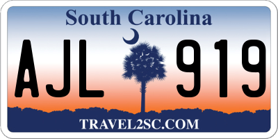 SC license plate AJL919