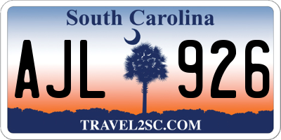 SC license plate AJL926