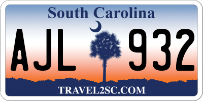 SC license plate AJL932