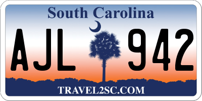 SC license plate AJL942