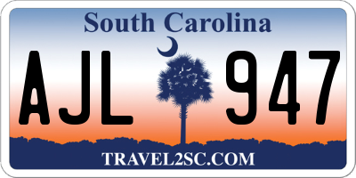 SC license plate AJL947