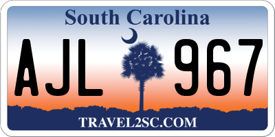 SC license plate AJL967