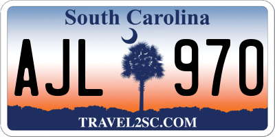 SC license plate AJL970