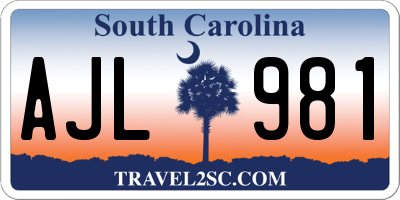SC license plate AJL981