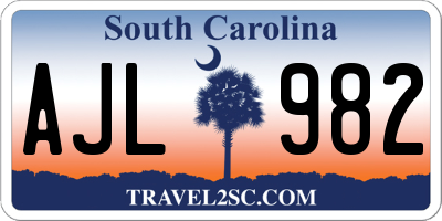 SC license plate AJL982