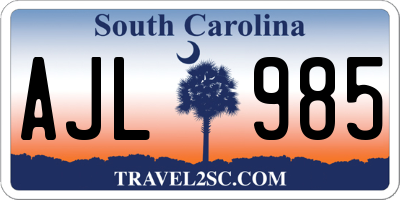 SC license plate AJL985