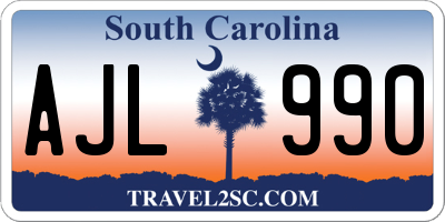 SC license plate AJL990