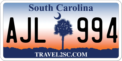 SC license plate AJL994
