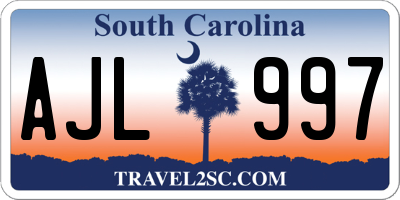 SC license plate AJL997