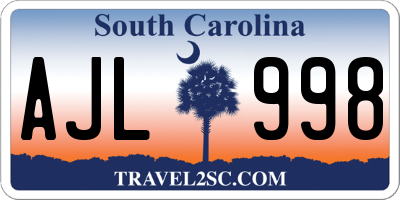 SC license plate AJL998