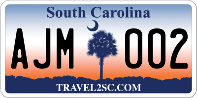 SC license plate AJM002