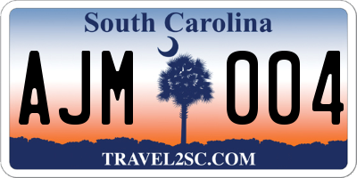 SC license plate AJM004