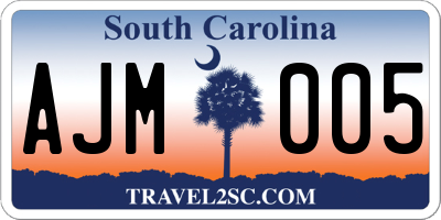 SC license plate AJM005