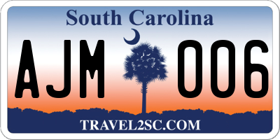 SC license plate AJM006