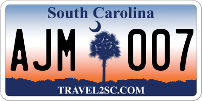 SC license plate AJM007