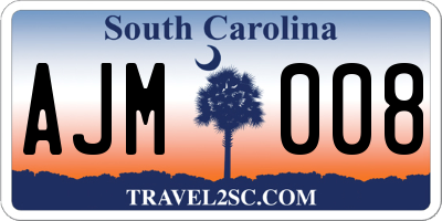 SC license plate AJM008