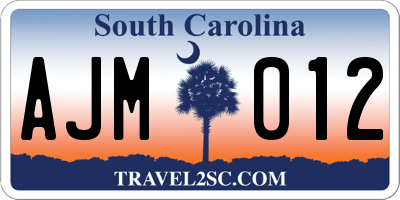 SC license plate AJM012