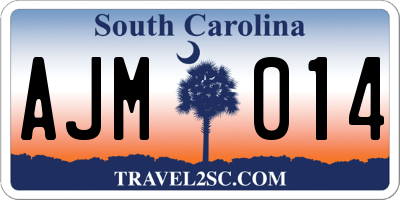SC license plate AJM014