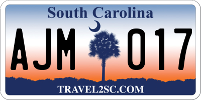 SC license plate AJM017