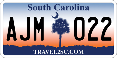 SC license plate AJM022