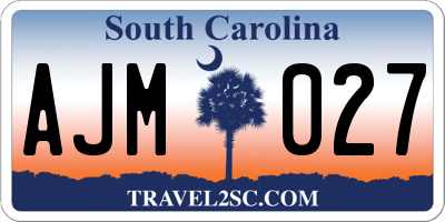 SC license plate AJM027